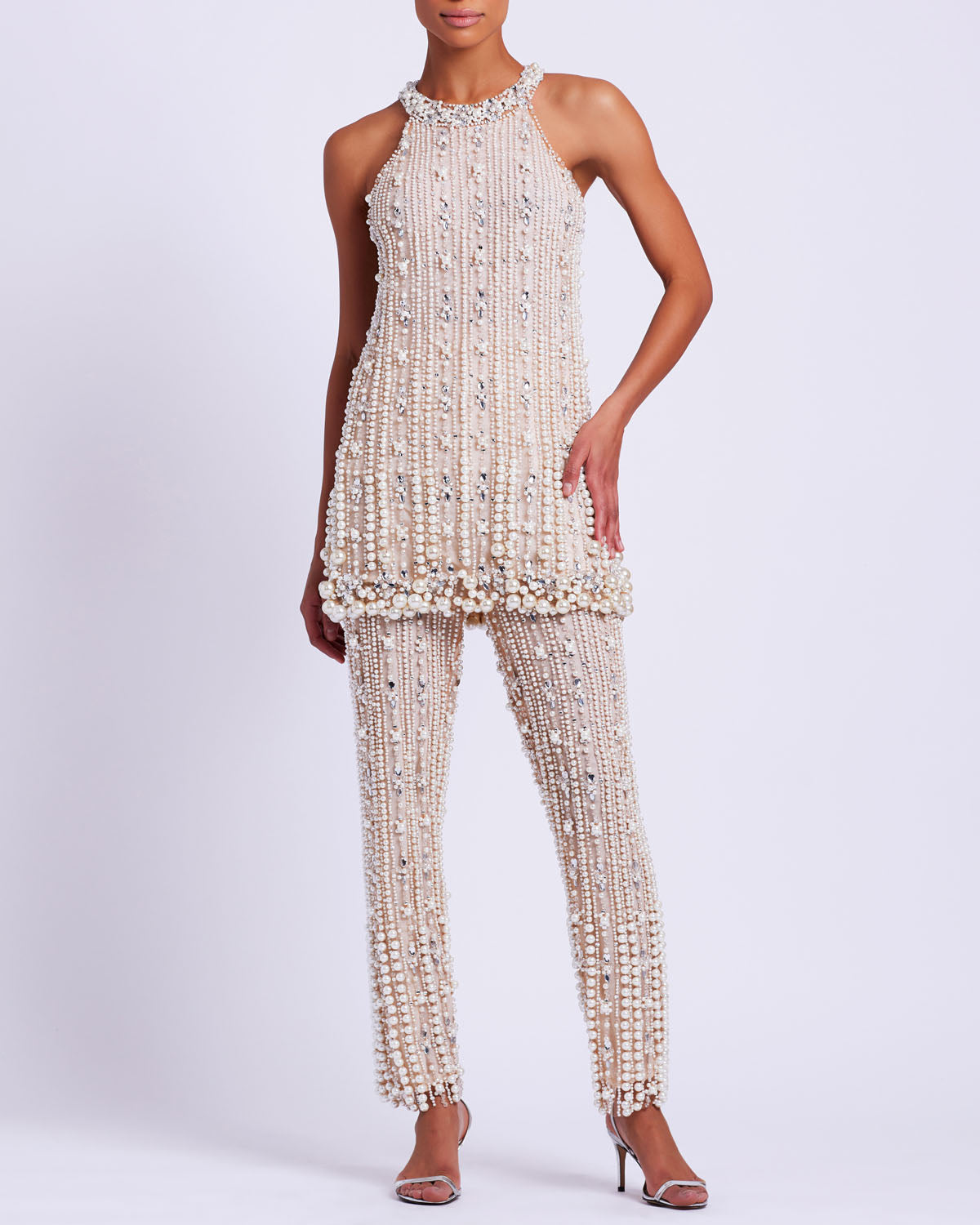 Pearl-Beaded Straight Leg Pant (EXCLUSIVE)