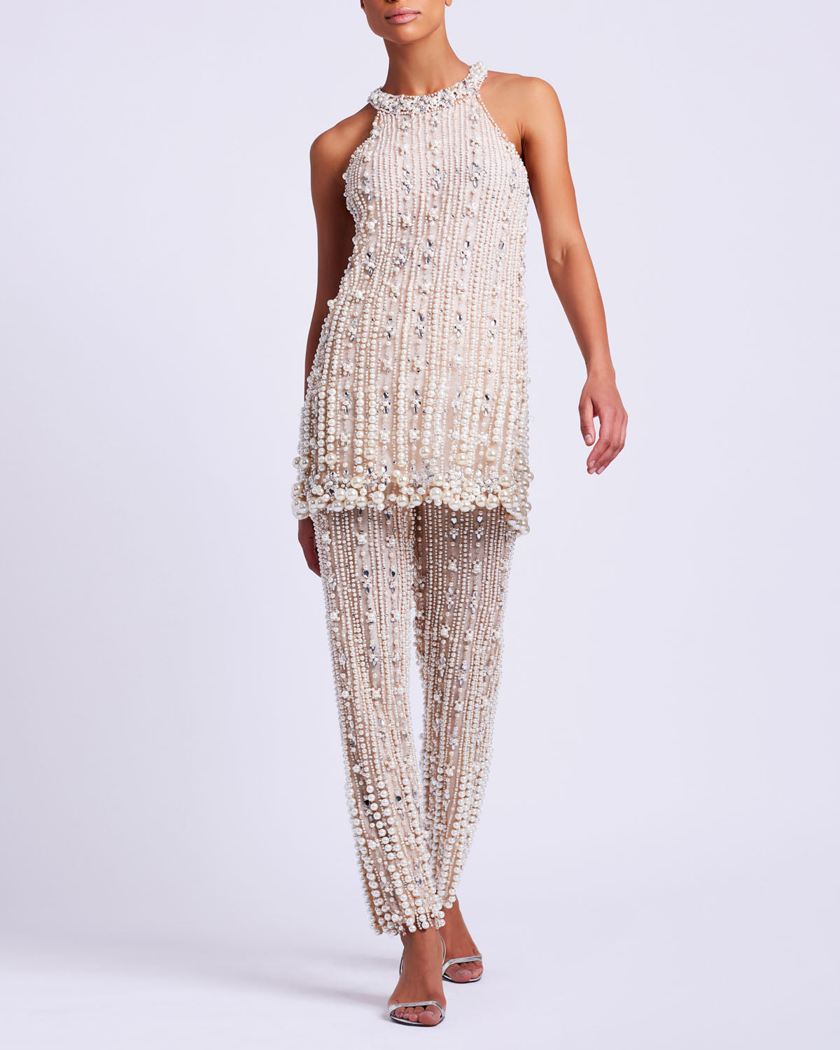 Pearl-Beaded Straight Leg Pant (EXCLUSIVE)