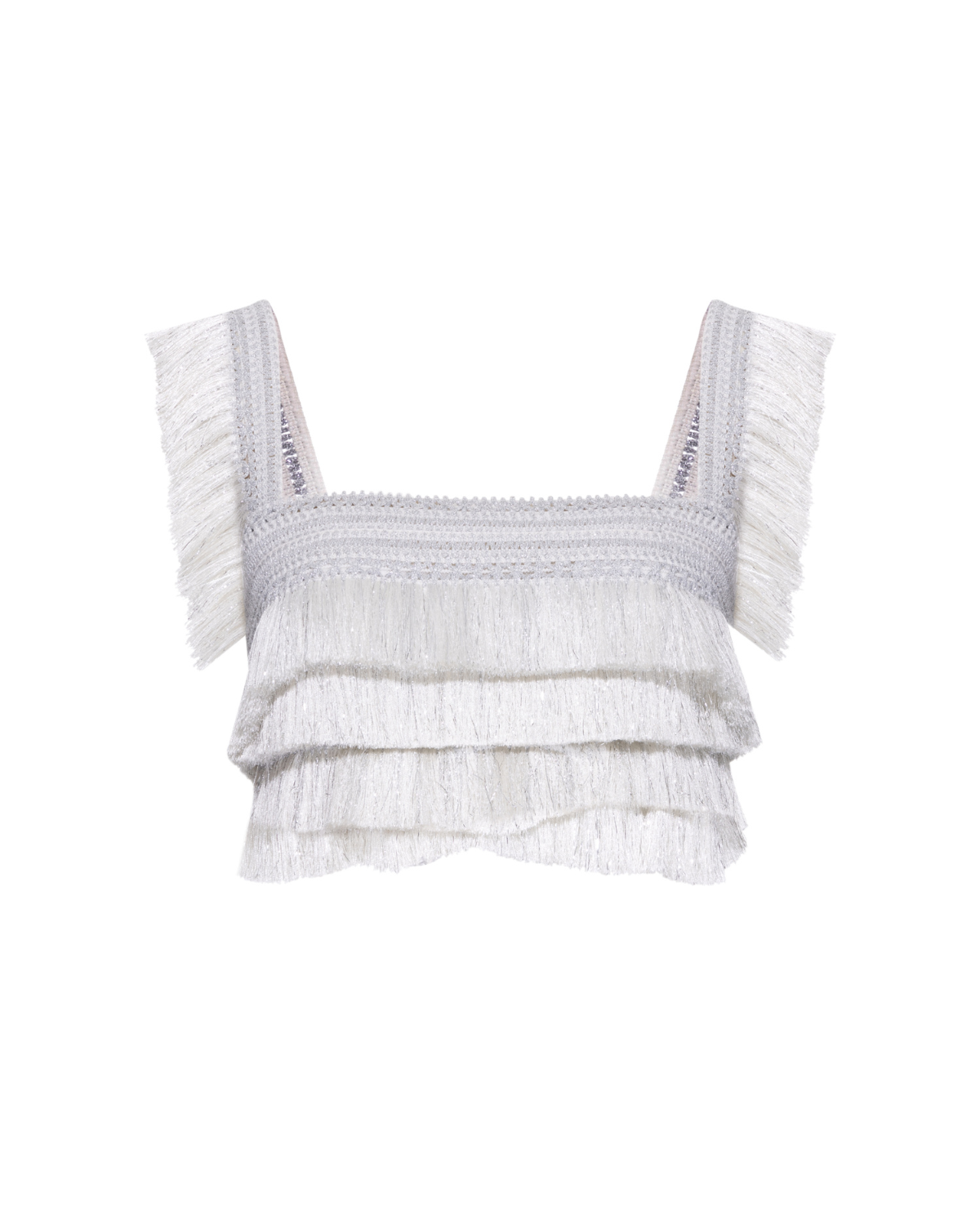 Metallic Fringe Cropped Top