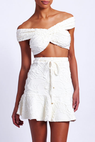 パトゥ PATOU Ruched faille miniskirt ホワイト Bloomer ruched cotton minidress in white - Patou | Mytheresa
