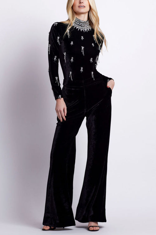 VELVET WIDE LEG PANT
