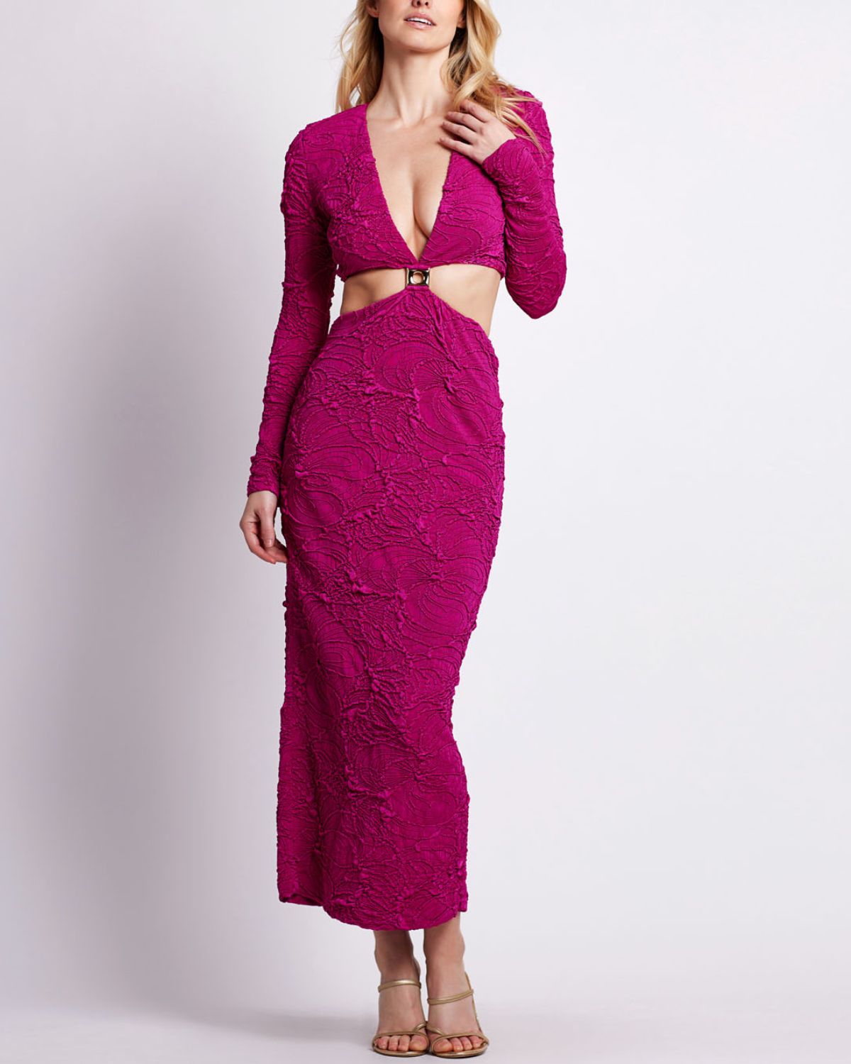 Jacquard Cut-Out Maxi Dress