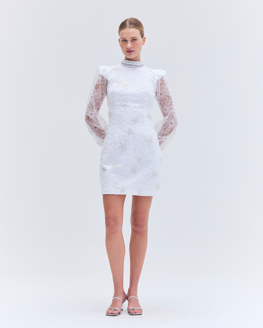 BEADED LACE MINI DRESS
