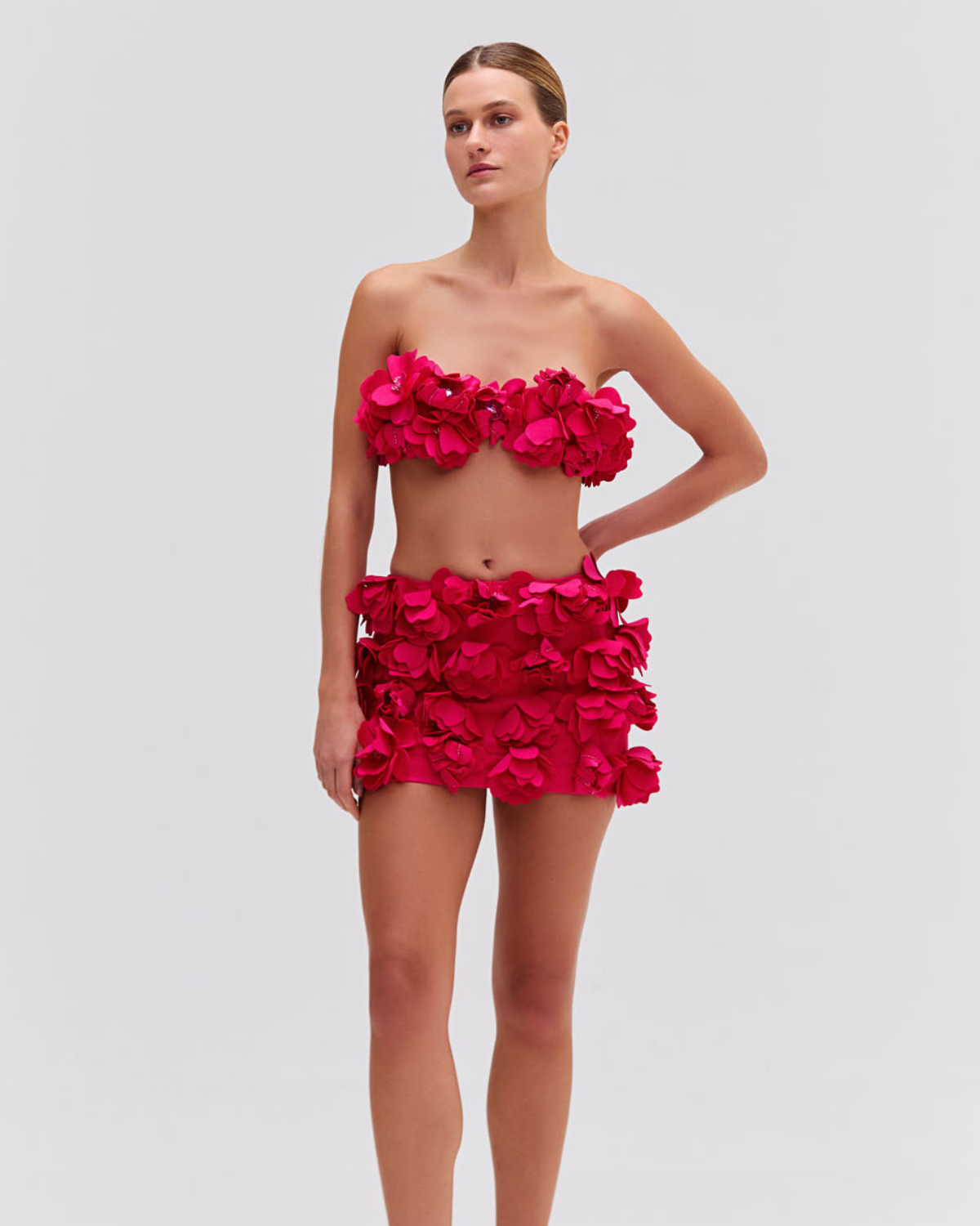 Hand-Embroidered 3D Flower Skirt
