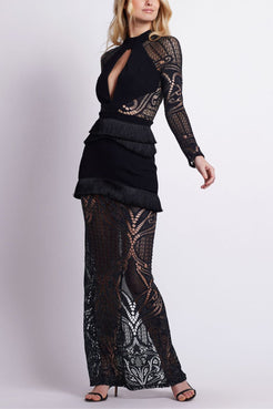 KNIT LACE MAXI DRESS