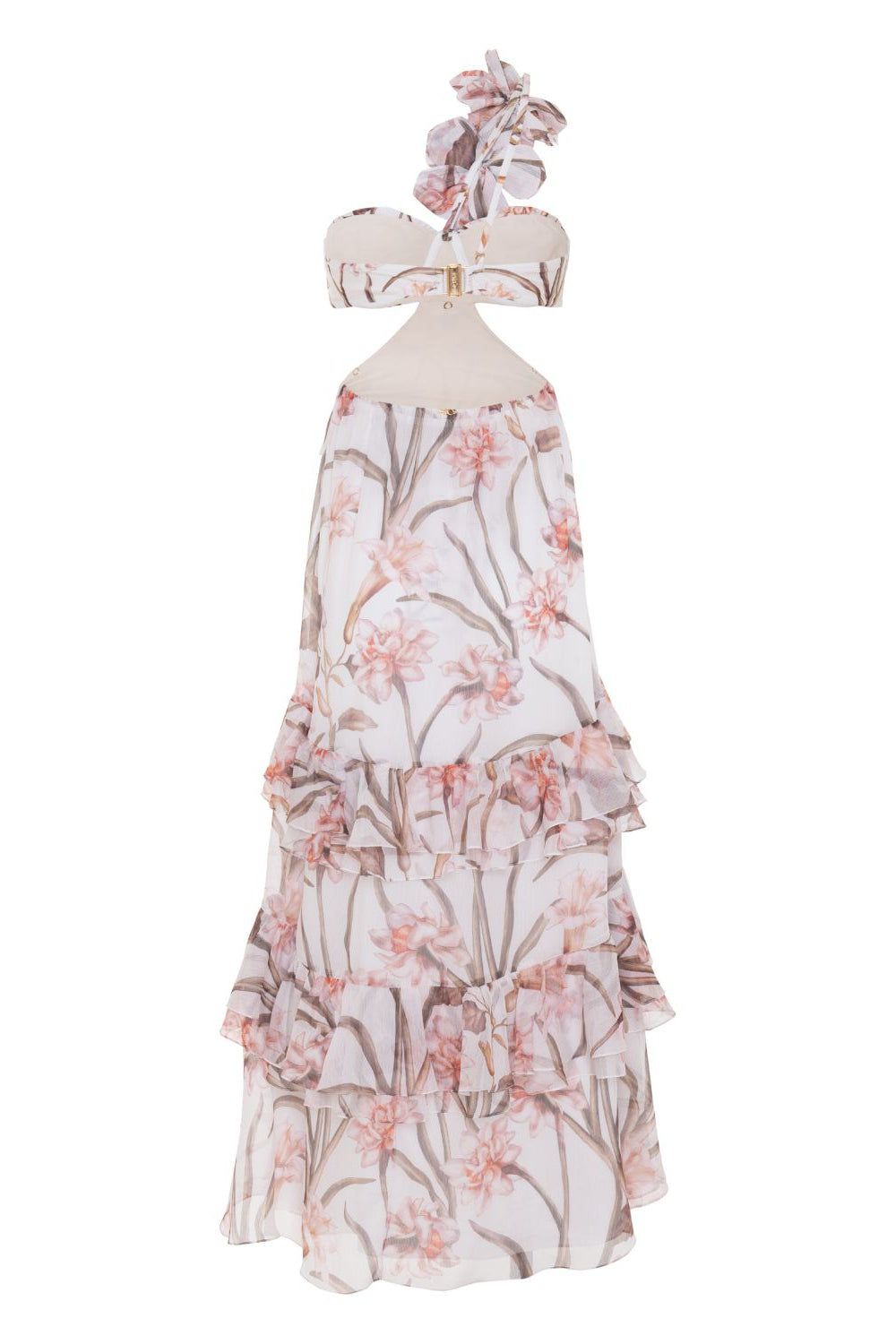 BOTANIC RETRO FLOWER APPLIQUE BEACH DRESS