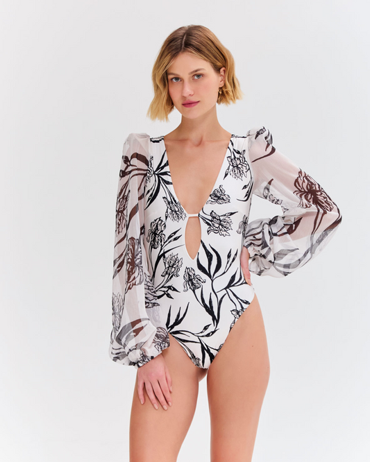 IRIS LONG SLEEVE EMBROIDERED ONE PIECE