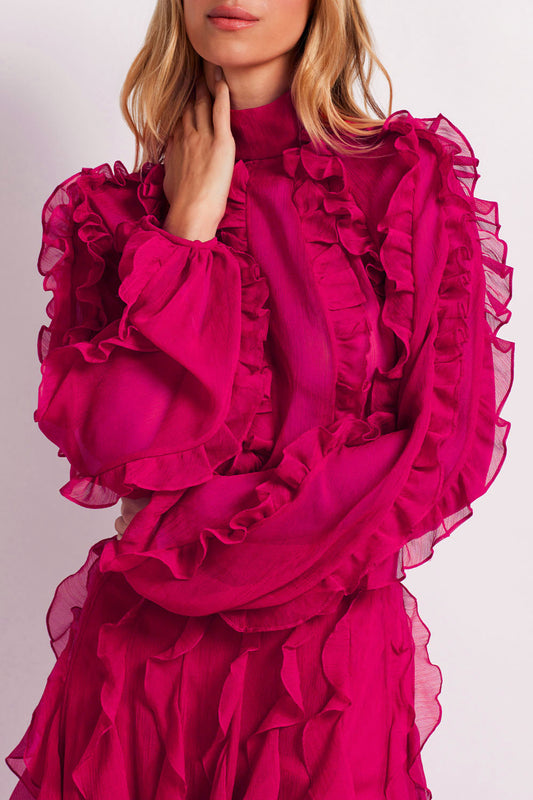 Ruffle High Neck Blouse