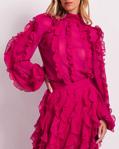 Ruffle High Neck Blouse