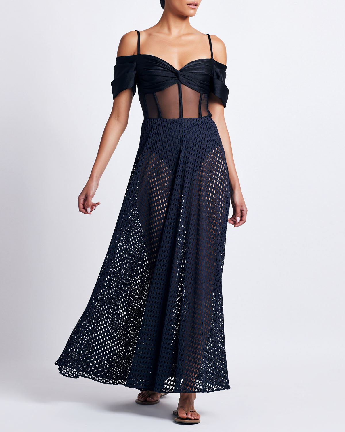 CORSET NETTED MAXI DRESS (FINAL SALE)