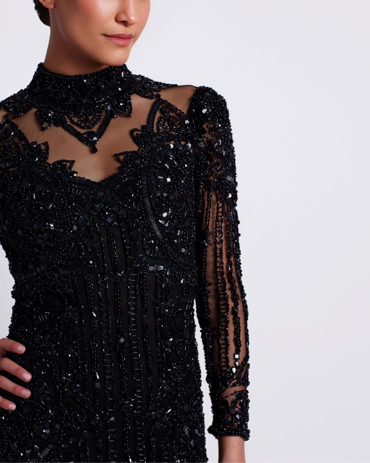 HAND BEADED TULLE COCKTAIL DRESS (EXCLUSIVE)