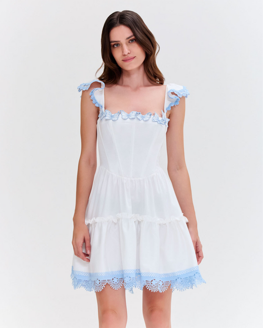 FLUTTER POPLIN MINI DRESS