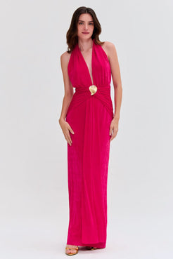 RADIANT JERSEY HALTERNECK GOWN