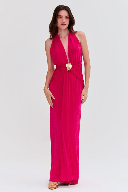 RADIANT JERSEY HALTERNECK GOWN