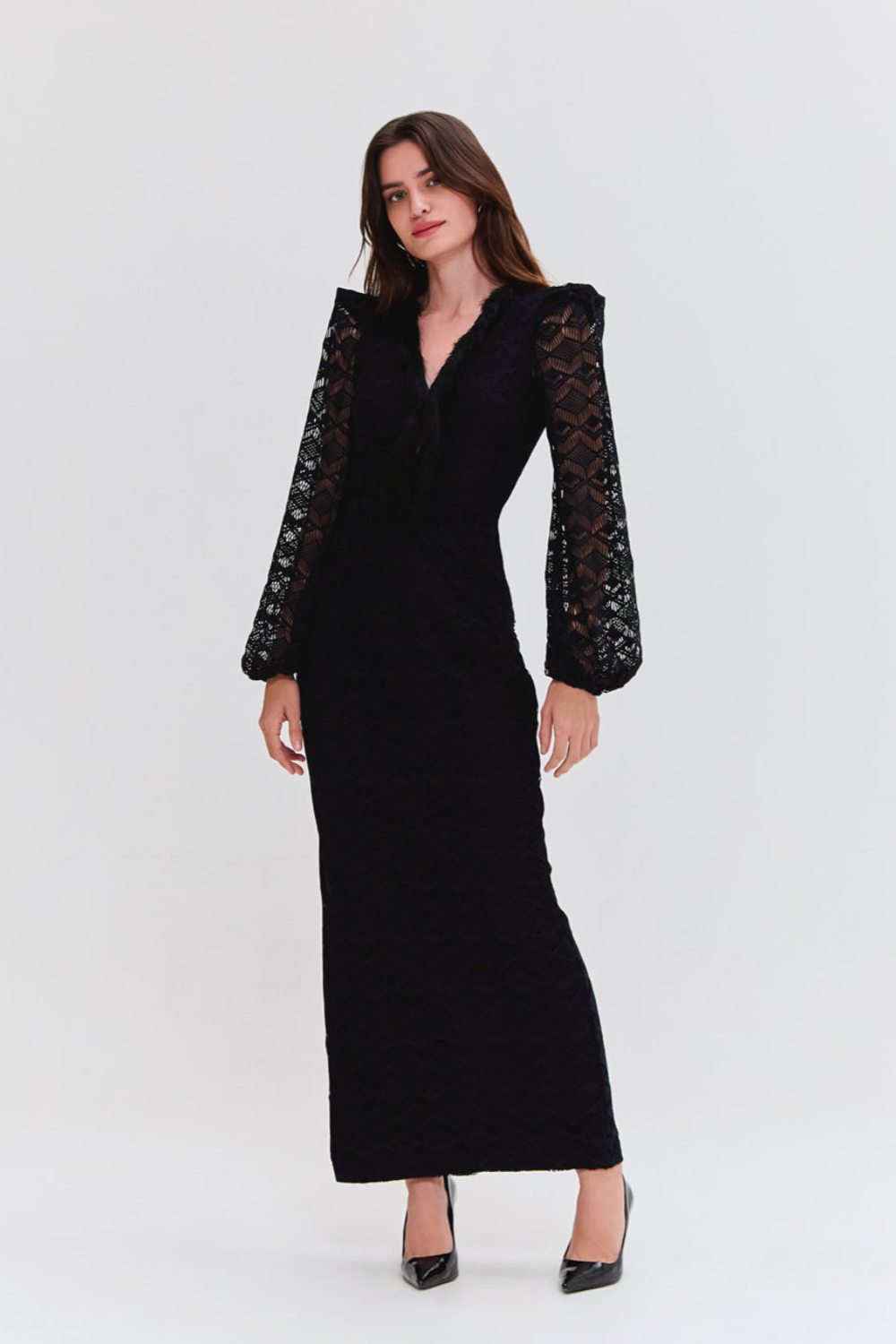 avenue plus size dresses Women's Jasmine Long Sleeve Tiered Maxi Dress The soft stretchy fabric has a smooth finish Lace Dress Avenue Plus Size