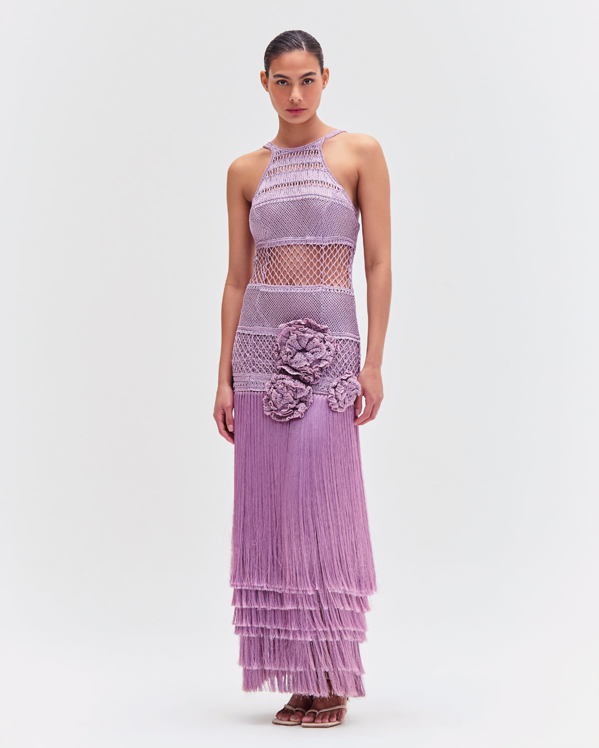 Latticework Fringe Maxi Dress