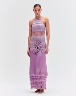 Latticework Fringe Maxi Dress