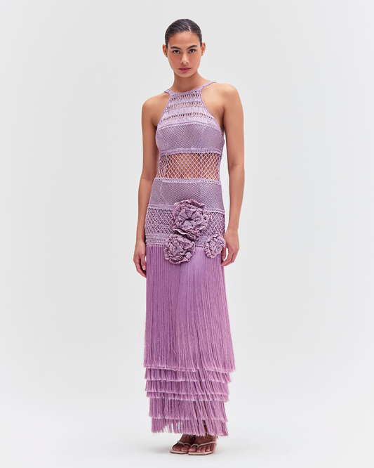 Latticework Fringe Maxi Dress (FINAL SALE)