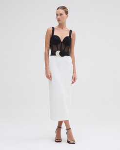 JERSEY SANDS CORSET MIDI DRESS