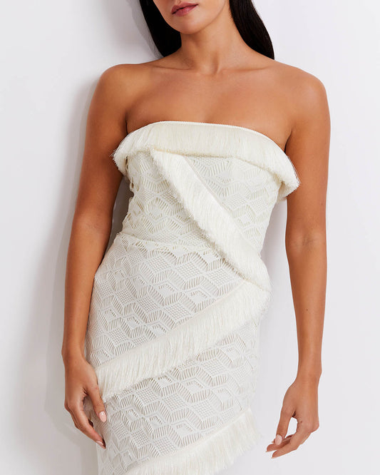 Crochet Strapless Fringe Trim Maxi (FINAL SALE)