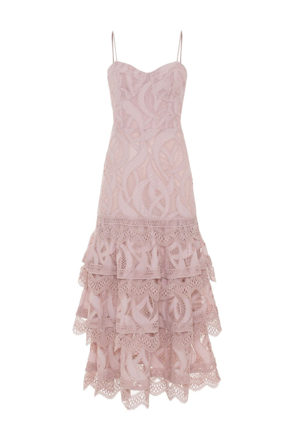 AURA LACE FLUTTER MIDI DRESS