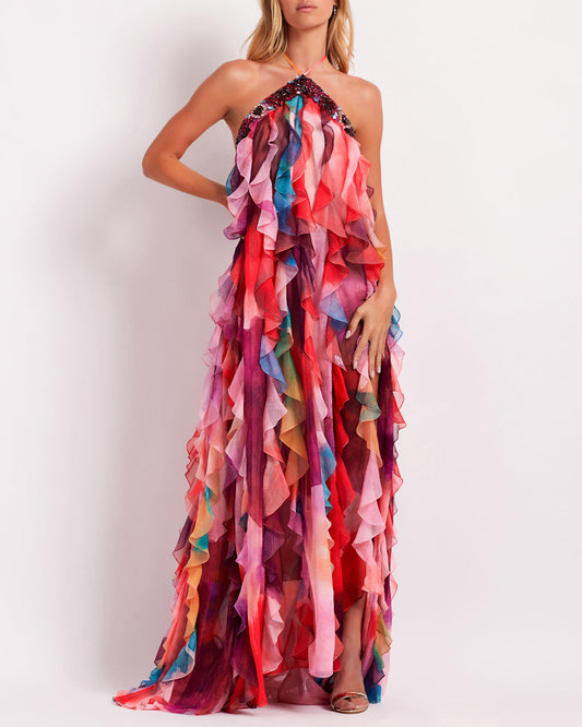 Watercolor Beaded Maxi Dress (EXCLUSIVE)