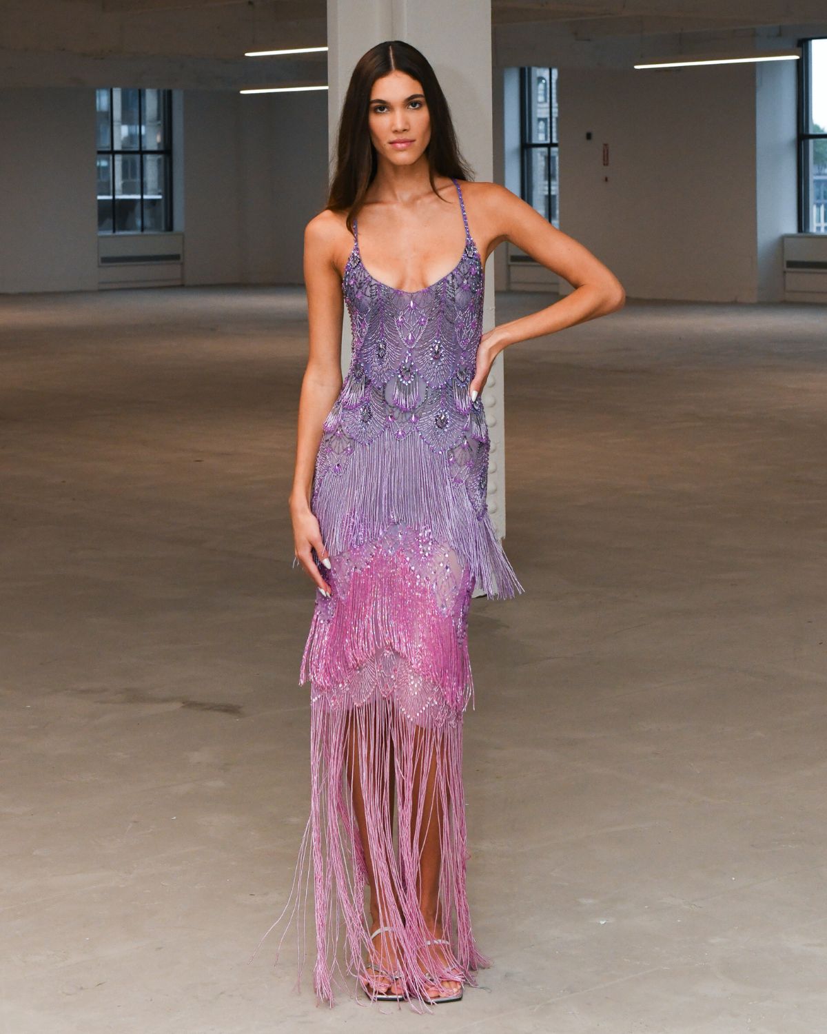 Hand-Beaded Ombre Gown