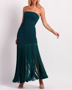 Stretch Jacquard Strapless Maxi
