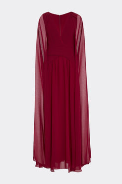 MIDNIGHT CAPE CHIFFON LONG DRESS