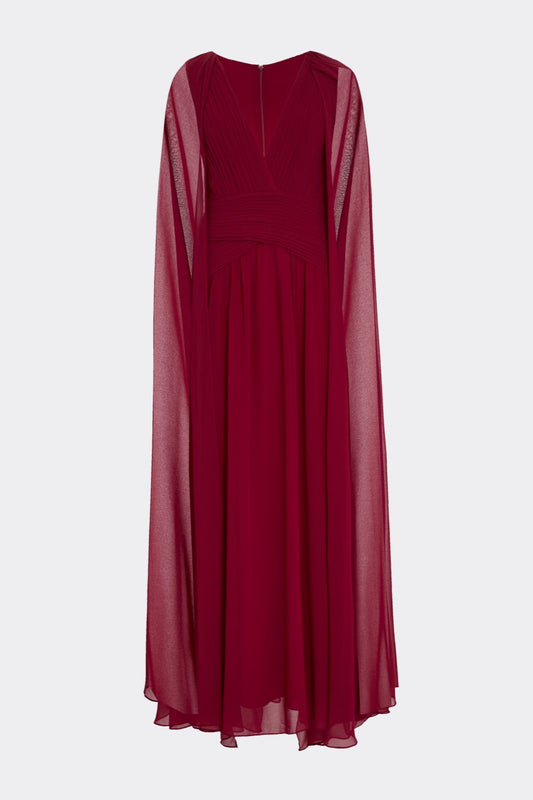 MIDNIGHT CAPE CHIFFON LONG DRESS
