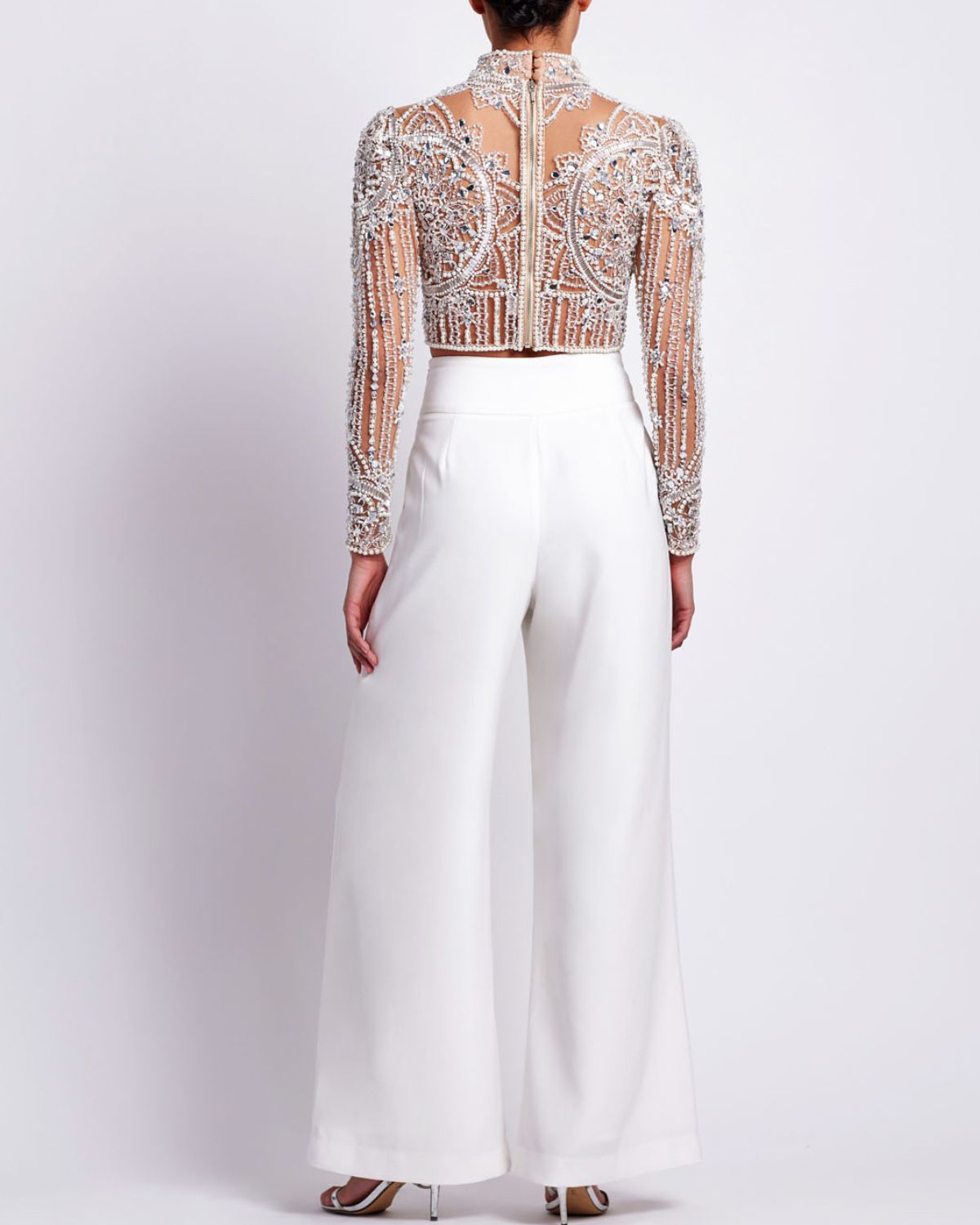 HAND BEADED TULLE CROPPED TOP (EXCLUSIVE)