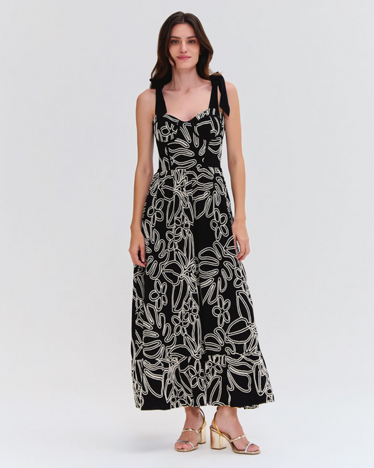 ASAS LINEN LACE MIDI DRESS