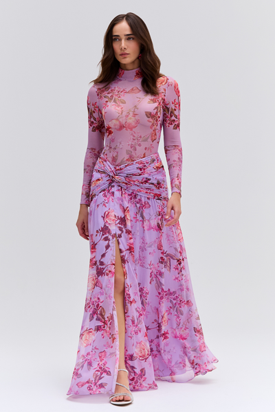 Floral Haze Draped Maxi Skirt – PatBO