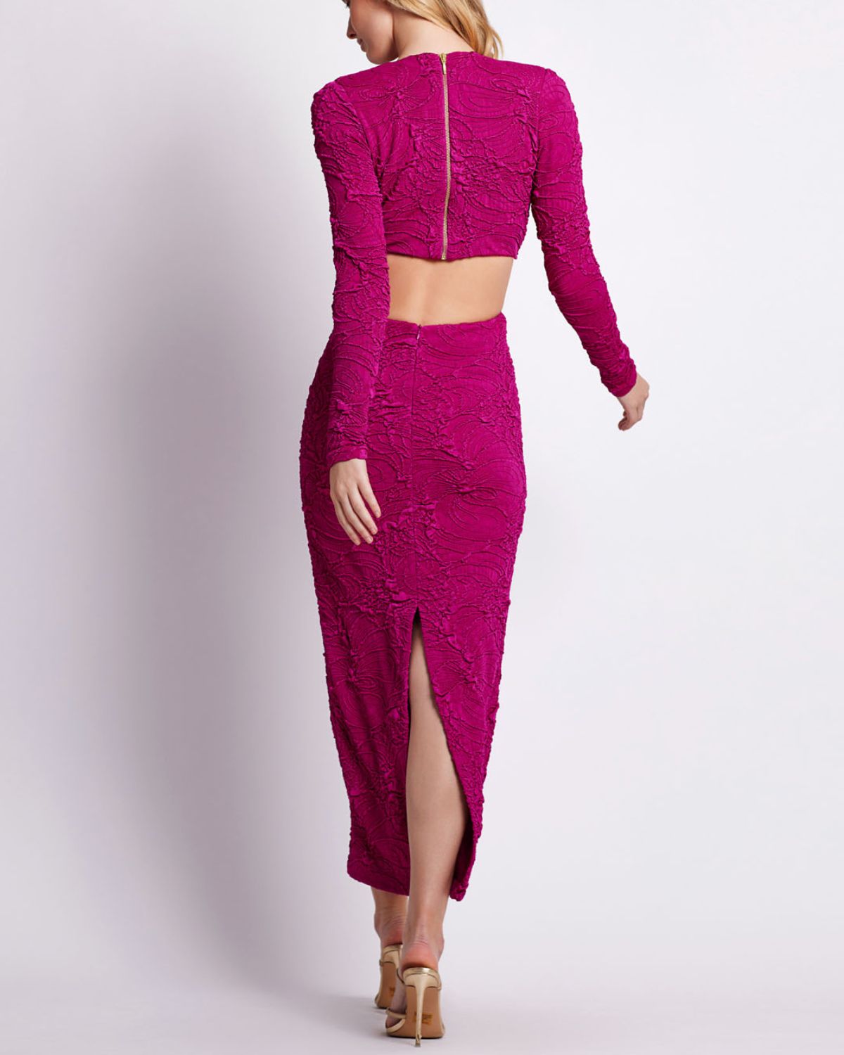 Jacquard Cut-Out Maxi Dress