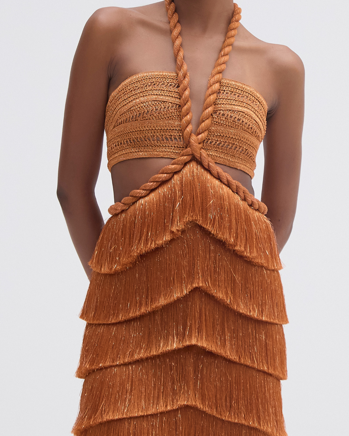 PAMPAS FRINGE CUT OUT MINI DRESS