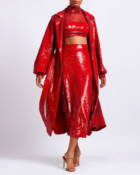 PREORDER: Sequin Belted Trench Coat