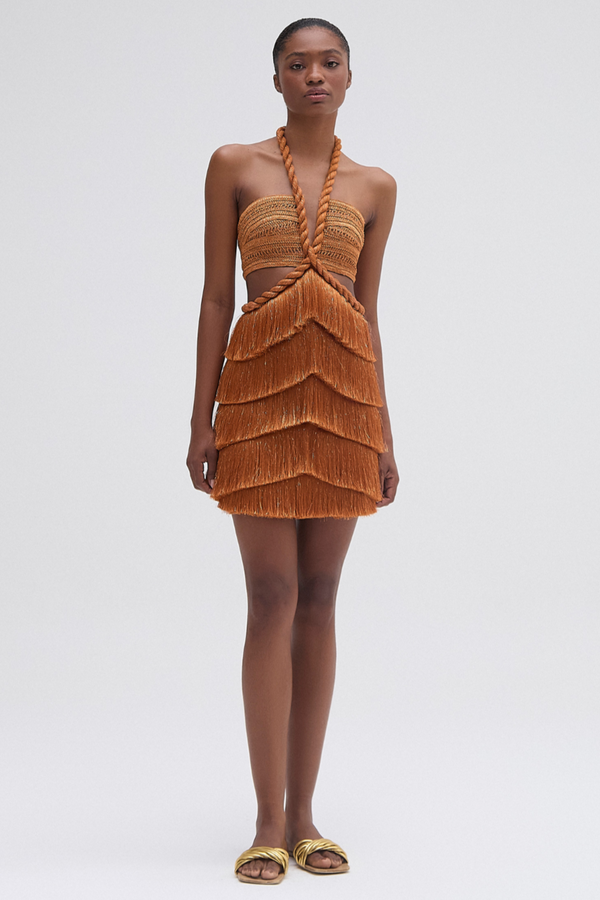 Strapless Fringe Mini Dress Curaçao - Patbo