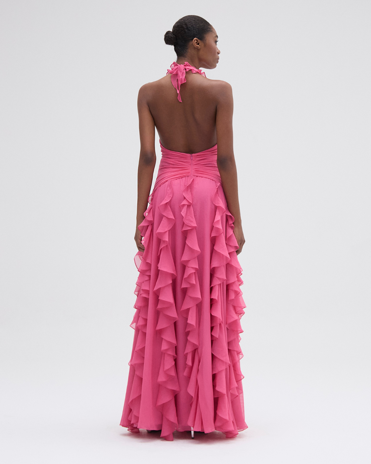 SILK PLISSE PLUNGE GOWN