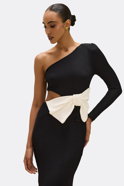 GRACE KNIT ONE SHOULDER MIDI DRESS