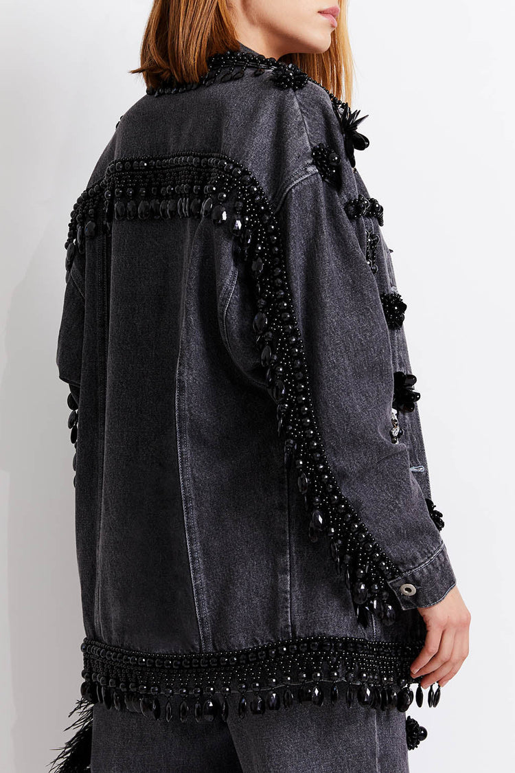 HAND-BEADED DENIM JACKET (FINAL SALE)