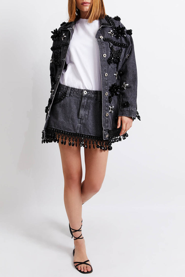 HAND-BEADED DENIM JACKET (FINAL SALE)