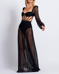 Monstera Bustier Netted Beach Dress