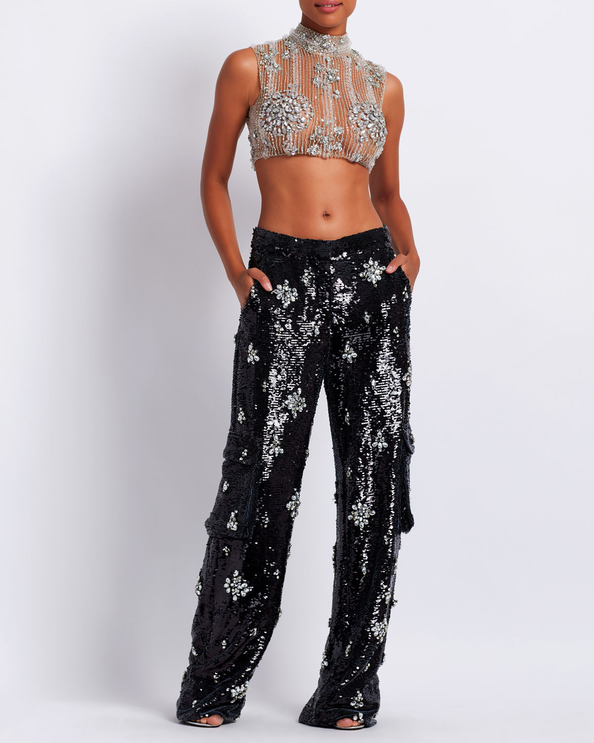 HAND-BEADED CROPPED TOP