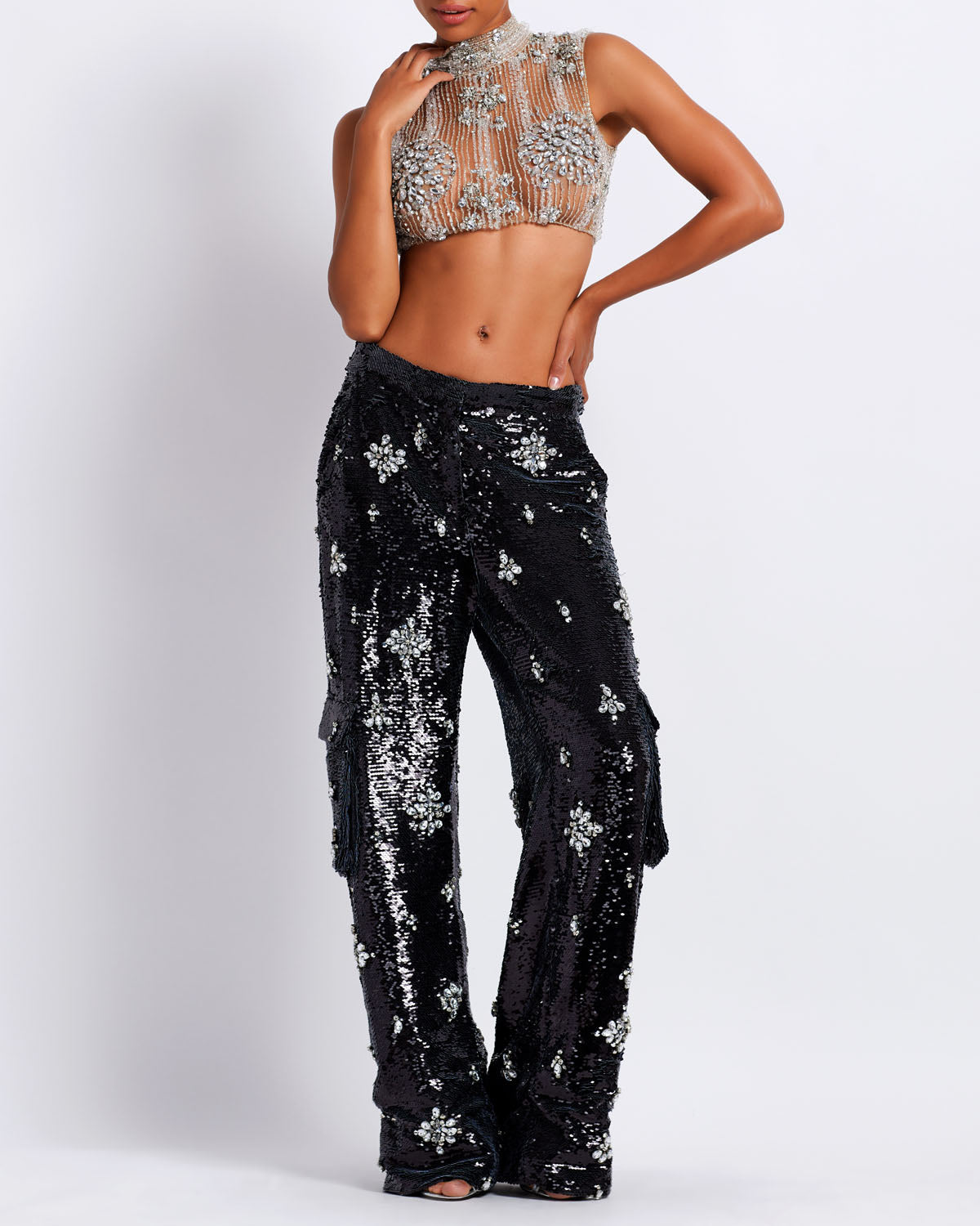 HAND-BEADED CROPPED TOP