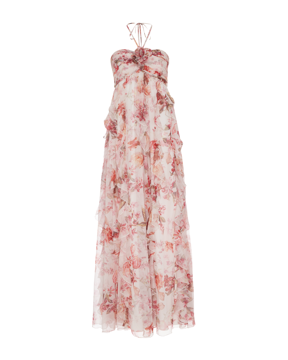 FLORAL HAZE HALTERNECK MAXI DRESS