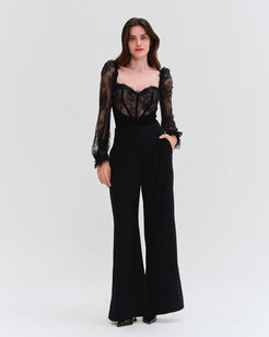 LACE AND VELVET BODYSUIT