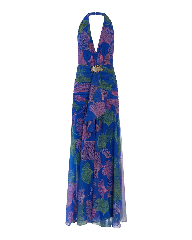 Ocean Leaf Halterneck Maxi Dress (FINAL SALE)
