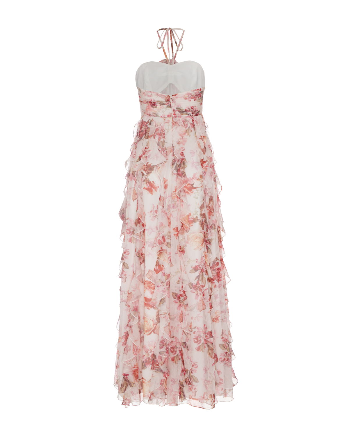 FLORAL HAZE HALTERNECK MAXI DRESS