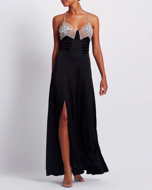 PREORDER: CRYSTAL-BEADED SILK GOWN