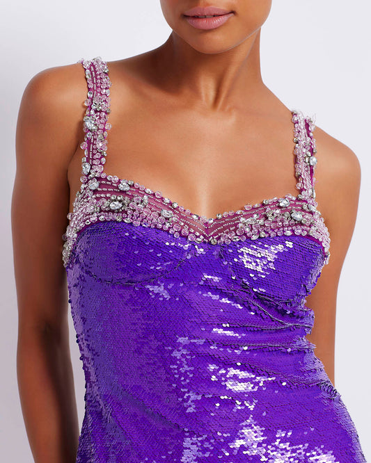 PREORDER: Crystal-Beaded Sequin Mini Dress